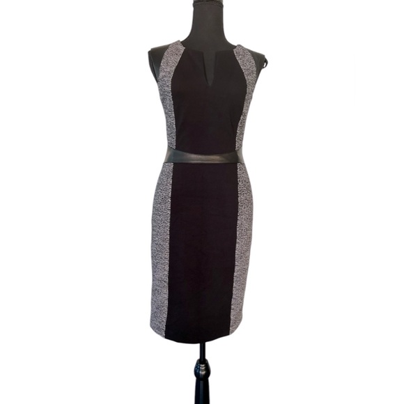 NWT Rebecca Taylor Tweed & Twill Dress with Leather Accents sz 2 - Picture 1 of 6